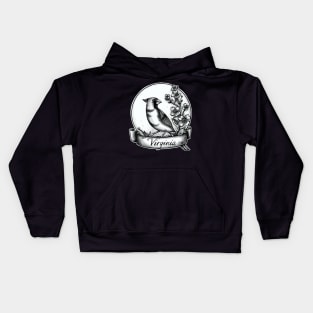 Virginia state Tattoo style design Kids Hoodie